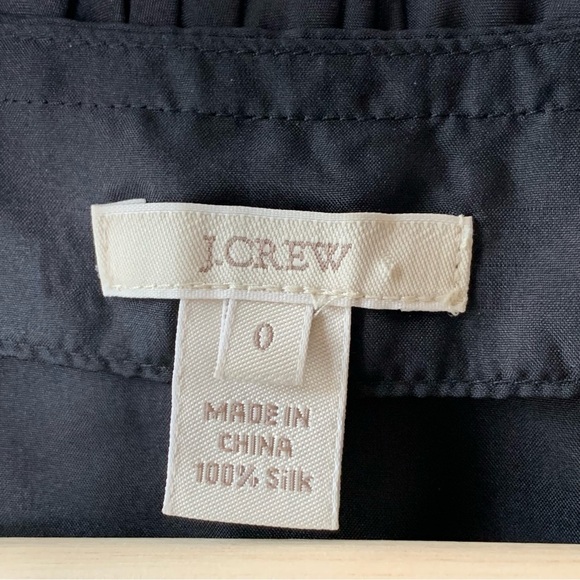 J. Crew 100% Silk Black Ruffled Rosette Neckline Top - Picture 4 of 6